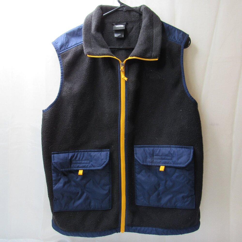 The North Face Vest Men Size Medium Royal Blue Yellow Zipper Fleece Pockets Good